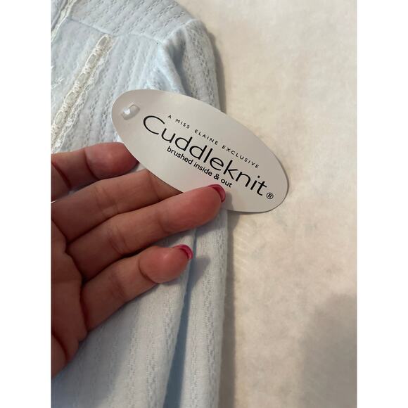 Miss Elaine NWT Cuddleknit Brushed Inside & Out Top Button Blue Gown Size Small - Picture 3 of 7